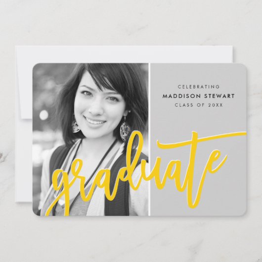 2020 GRADパーティーレタモダンーオーバーレイ黄色 サンキューカード (正面)