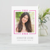 2020 GRAD招待状フォトフレームシック明るいピンク 招待状 (スタンド正面)