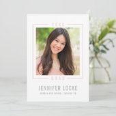 2020 GRAD招待状フォトフレームシック赤面淡い色のピンク 招待状 (スタンド正面)