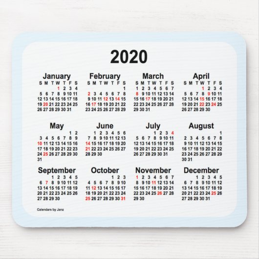 2020 Holiday Calendar by Janz Alice Blue Mouse pad マウスパッド (正面)