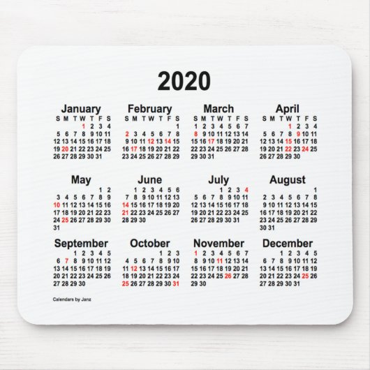 2020 Holiday Calendar by Janz Mouse pad マウスパッド (正面)