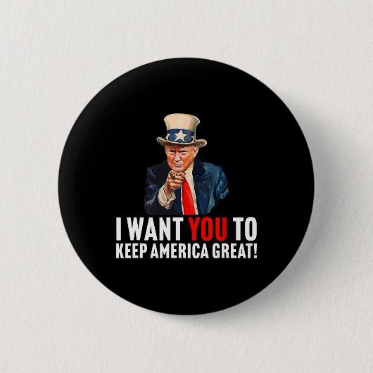 2020 - I Want You To 保 America – サ素晴らしおじさん 缶バッジ (正面)
