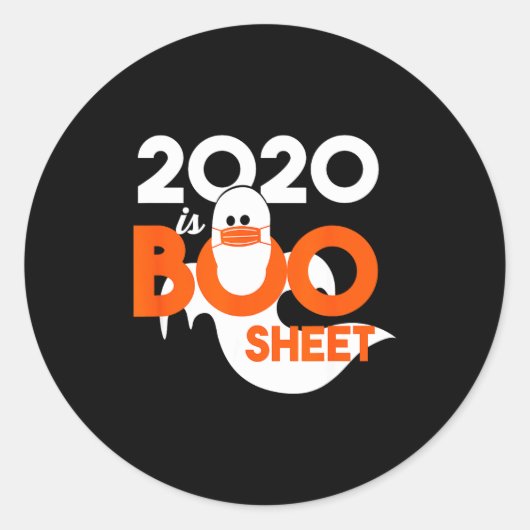 2020 is boo sheet ghost halloween  ラウンドシール (正面)