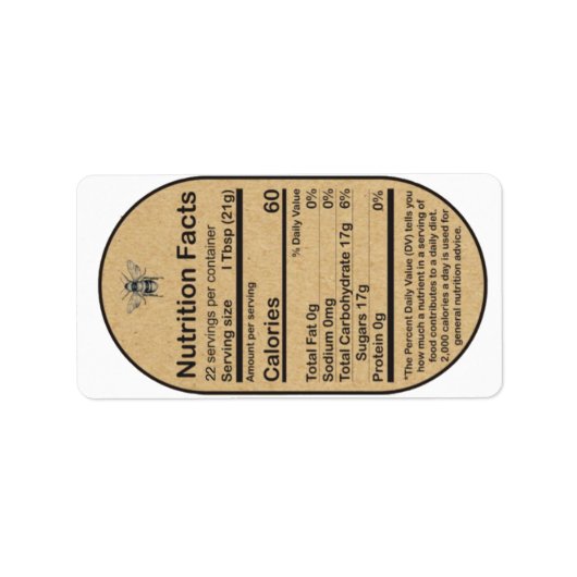 2020 Kraft Oval Honeybee Nitutrition Factsラベル ラベル (正面)