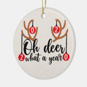 2020 Oh Deer What a Year おもしろい Christmas Reindeer セラミックオーナメント (左)