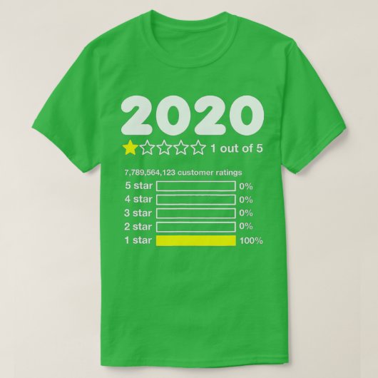 2020 One Star Rating Very Bad Would Not Recommend  Tシャツ (デザイン正面)