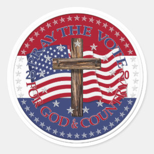 2020 Pray The Vote 神と国を信じて クロスフラグ ラウンドシール