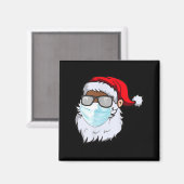 2020 Santa With Face Mask Black African American C マグネット (正面/裏面)