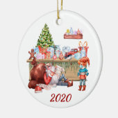2020 Santa's おもしろい Workshop Covid顔マスク セラミックオーナメント (左)