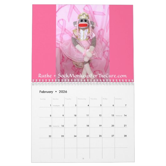 2020 Sock Monkey for the Cure Calendar カレンダー (2月 2026)