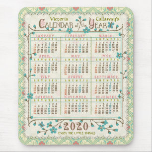 2020 Year Calendar Victorian Art Nouveau   Custom マウスパッド