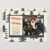 2021おもしろい年のクリスマスツリー写真、最後に1回 シーズンカード (正面/裏面)