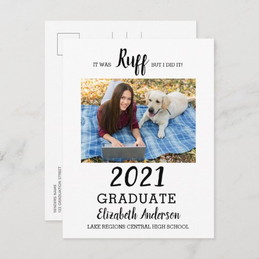 2021おもしろい年卒業生のラフクラス インビテーションポストカード (正面/裏面)