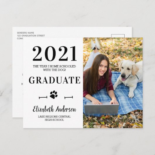 2021おもしろい年大学院犬教室大学院写真 インビテーションポストカード (正面/裏面)