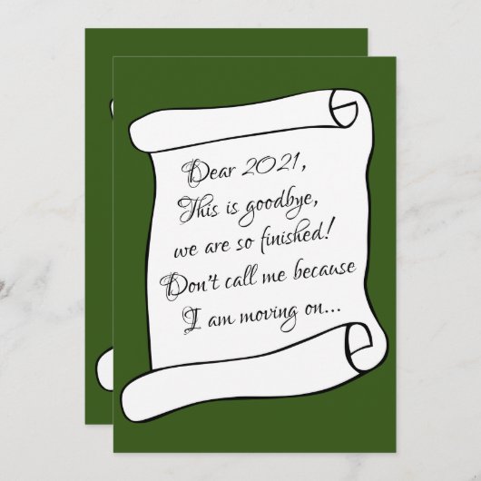 2021との別れ 面白い季節の挨拶 シーズンカード (正面/裏面)