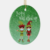 2021はCovidの顔マスクおもしろいグリッターを削除 セラミックオーナメント (右)