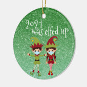 2021はCovidの顔マスクおもしろいグリッターを削除 セラミックオーナメント (左)