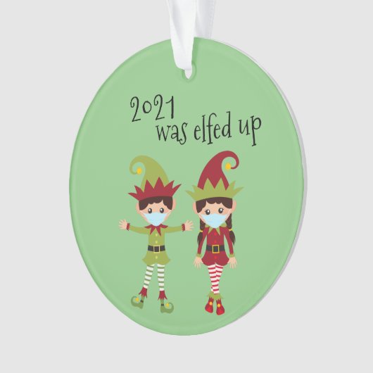 2021はCovidの顔マスクおもしろい小妖精や小人を削除 オーナメント (正面)