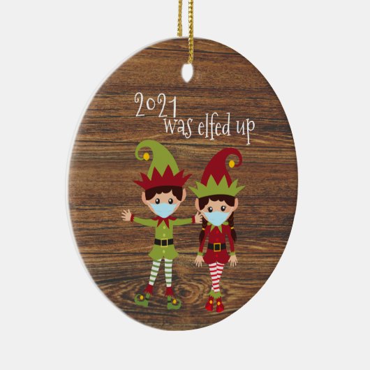 2021はCovidの顔マスクおもしろい小妖精や小人を削除 セラミックオーナメント (右)