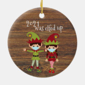 2021はCovidの顔マスクおもしろい小妖精や小人を削除 セラミックオーナメント (裏面)