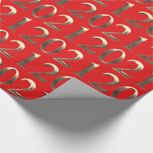 2021エレガントゴールデンフェイクナンバーズブライトレッド ラッピングペーパー (角)