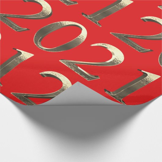 2021エレガントゴールデンフェイクナンバーズブライトレッド ラッピングペーパー (角)