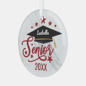 2021エレガント年卒パーソナライズされた業生名  ガラスオーナメント (正面左)