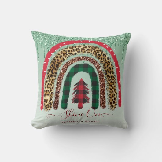 2021カスタムクリスマスレインボー金ゴールドグリッターグラム クッション (正面)