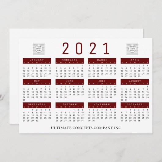 2021カレンダーの会社のロゴと名前 シーズンカード (正面/裏面)