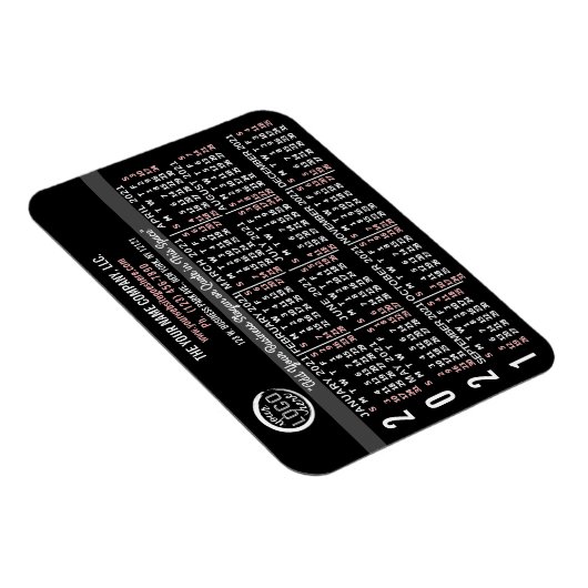 2021カレンダーカスタムビジネスロゴ名黒簡単 マグネット (右側)