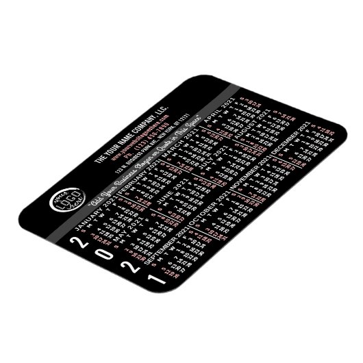 2021カレンダーカスタムビジネスロゴ名黒簡単 マグネット (左側)