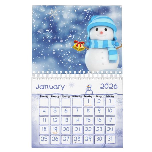 2021カレンダークリスマス雪だるま カレンダー (1月 2026)