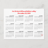 2021カレンダー日付の保存ハート 案内ポストカード (正面)