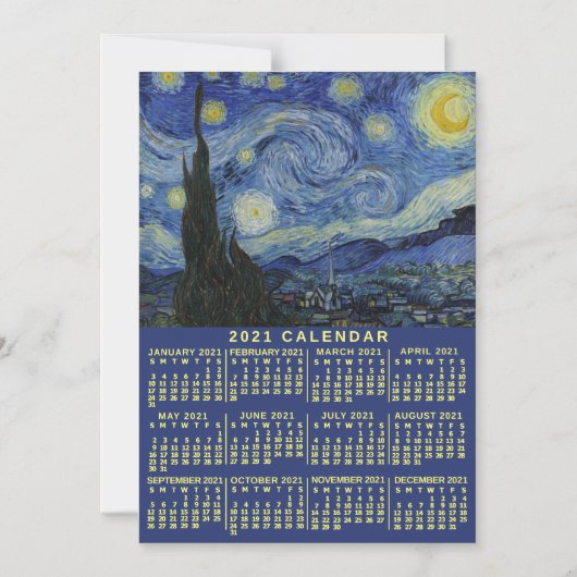 2021カレンダー(新しいバージョンの説明を参照) マグネット招待状 (正面)