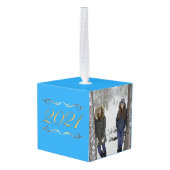 2021ターコイズファミリークリスマスフォト キューブオーナメント (裏面アングル)