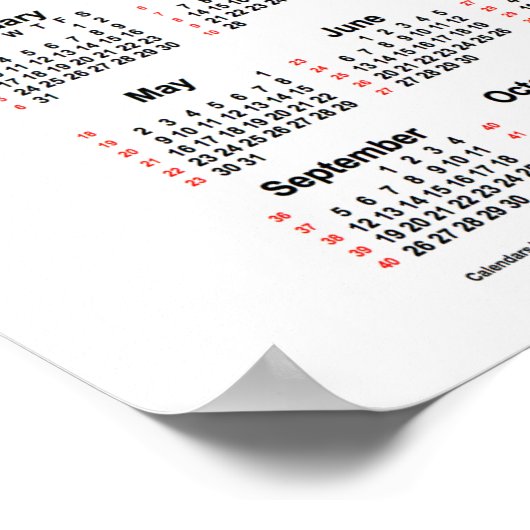 2021テキサス州旗カレンダー52週 by Janz ポスター (角)