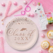 2021バラゴールドフォイル卒業パーティーピンク ペーパープレート (パーティー)