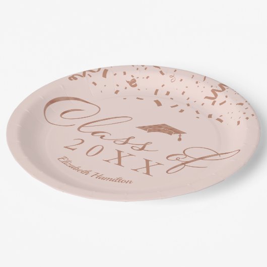 2021バラゴールドフォイル卒業パーティーピンク ペーパープレート (アングル)