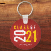 2021パーソナライズされた年の赤と黄色のクラス キーホルダー (正面)
