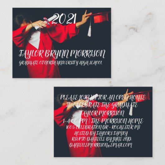 2021ミニマリスト白黒フォト卒業I エンクロージャーカード (正面/裏面)