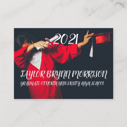 2021ミニマリスト白黒フォト卒業I エンクロージャーカード (正面)