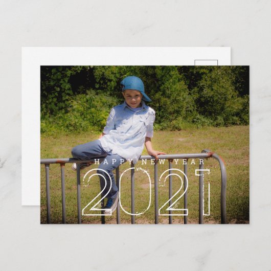 2021ミニマル年始の子供の写真 ポストカード (正面/裏面)