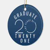 2021モダン年クラスタイポグラフィ円ブルー セラミックオーナメント (左)