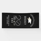 2021モダン年タイポグラフィブラック 横断幕 (横)