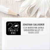 2021モダン年タイポグラフィ円ブラックのクラス ラベル (インサイチュ)