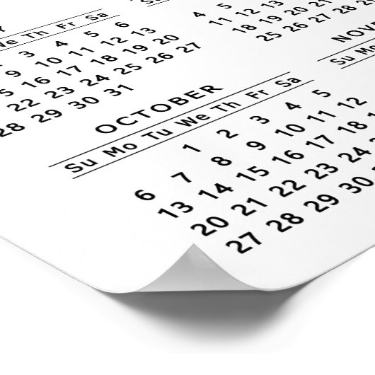 2021モノグラムの年カレンダー白黒やる気を起こさせる ポスター (角)