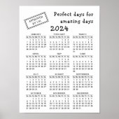 2021モノグラムの年カレンダー白黒やる気を起こさせる ポスター (正面)