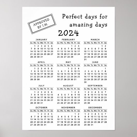 2021モノグラムの年カレンダー白黒やる気を起こさせる ポスター (正面)