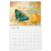 2021ヴィンテージ蝶と花 カレンダー (3月 2027)