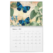 2021ヴィンテージ蝶と花 カレンダー (2月 2027)
